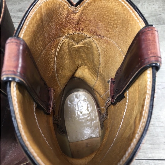 Justin Men’s 3411 Brown Kipskin Cowboy Western Leather Roper Pullon Boots Size 9 - Picture 10 of 11